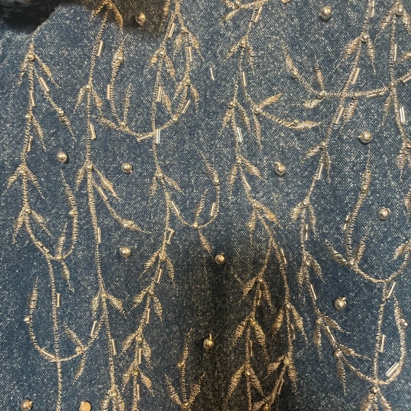 Club Z Denim Vintage 80s 90s Embroidered Denim Shirt w/Accent Beading Size 1XL - Picture 6 of 9